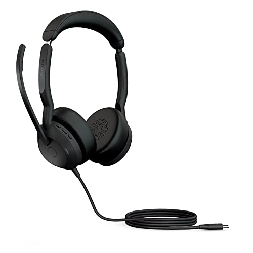 Jabra Evolve2 50 - Kabelgebundenes Stereo-Headset mit Jabra Air Comfort - Mikrofone mit aktiver Geräuschunterdrückung (ANC) - kompatibel mit allen UC-Plattformen wie Zoom und Google Meet - Schwarz von Jabra