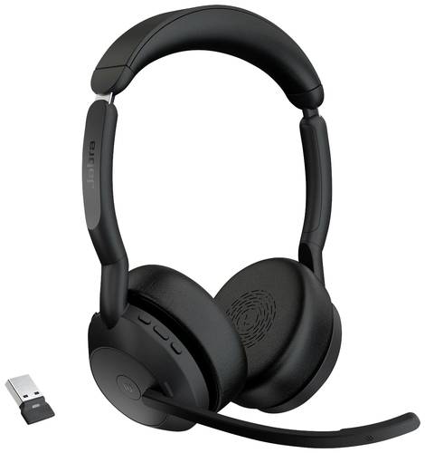 Jabra Evolve2 55 MS Stereo Computer On Ear Headset Bluetooth® Stereo Schwarz Noise Cancelling, Mikr von Jabra