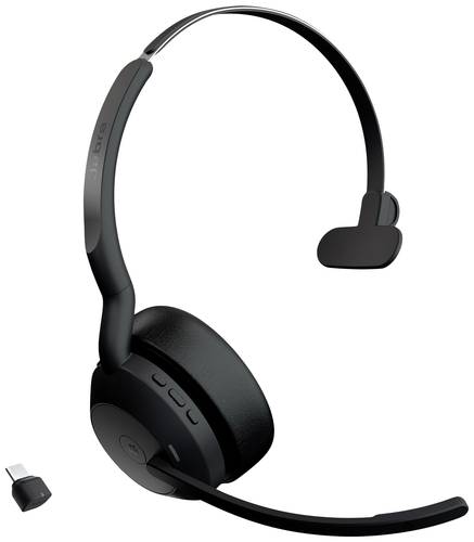 Jabra Evolve2 55 MS Telefon On Ear Headset Bluetooth® Mono Schwarz Noise Cancelling, Mikrofon-Rausc von Jabra