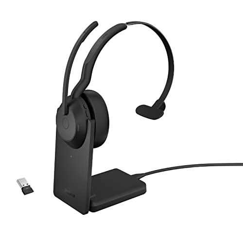 Jabra Evolve2 55 - schnurloses Mono-Headset mit Ladestation und Jabra Air Comfort - Mikrofone mit Geräuschunterdrückung und ANC - kompatibel mit allen UC-Plattformen wie Zoom und Google Meet - Schwarz von Jabra