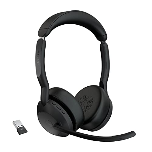 Jabra Evolve2 55 - schnurloses Stereo-Headset mit Jabra Air Comfort - Mikrofone mit Geräuschunterdrückung und ANC - für MS Teams zertifiziert, mit anderen Plattformen kompatibel - Schwarz von Jabra