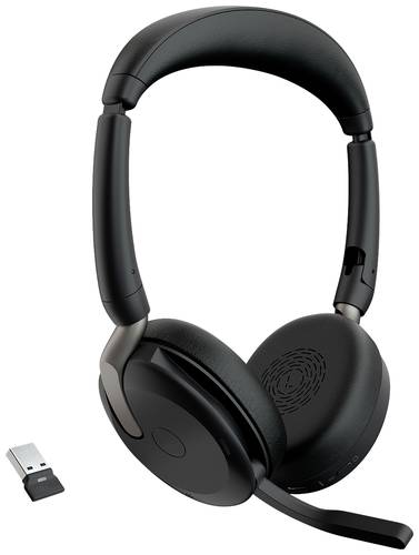 Jabra Evolve2 65 Flex Link380a MS + Ladepad Computer On Ear Headset Bluetooth® Stereo Schwarz Noise von Jabra