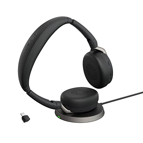Jabra Evolve2 65 Flex - Schnurloses Stereo-Bluetooth-Headset mit geräuschunterdrückender Jabra ClearVoice Technologie und hybrider ANC - für MS Teams zertifiziert - Schwarz von Jabra
