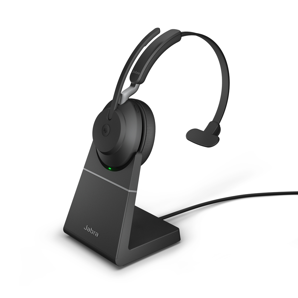 Jabra Evolve2 65 Headset, Mono, kabellos, schwarz Bluetooth, inkl. Link 380 USB-A, inkl. Ladestation, optimiert für unified communication von Jabra