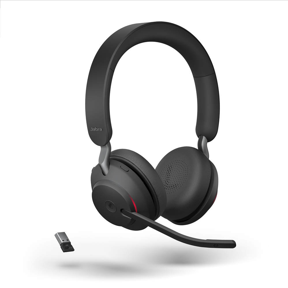 Jabra Evolve2 65 Headset, Stereo, kabellos, Bluetooth, schwarz inkl. Link 380 USB-A, Optimiert für Microsoft Teams von Jabra