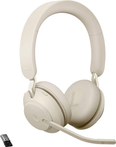 Jabra Evolve2 65 MS Telefon On Ear Headset Bluetooth® Stereo Beige Lautstärkeregelung, Batterielad von Jabra