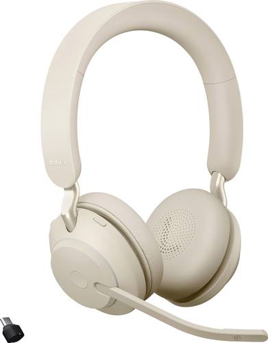 Jabra Evolve2 65 UC Telefon On Ear Headset Bluetooth® Stereo Beige Lautstärkeregelung, Batterielad von Jabra
