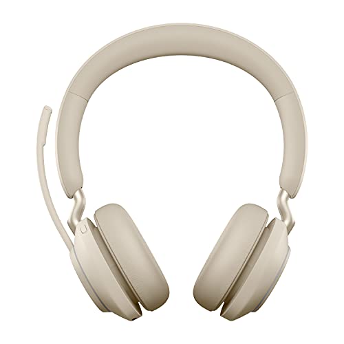 Jabra Evolve2 65 Wireless PC Headset – Noise Cancelling Microsoft Teams Certified Stereo Headphones With Long-Lasting Battery – USB-A Bluetooth Adapter – Beige von Jabra