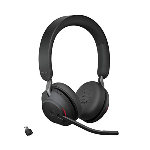 Jabra Evolve2 65 Wireless PC Headset – Noise Cancelling Microsoft Teams Certified Stereo Headphones With Long-Lasting Battery – USB-C Bluetooth Adapter – Black von Jabra