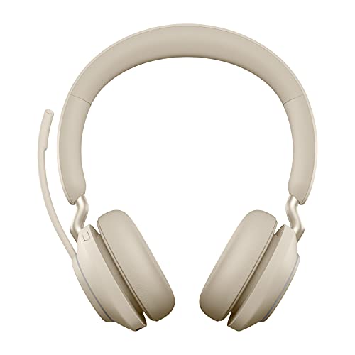 Jabra Evolve2 65 Wireless PC Headset – Noise Cancelling UC Certified Stereo Headphones With Long-Lasting Battery – USB-A Bluetooth Adapter – Beige von Jabra