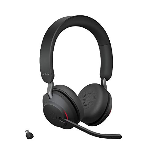 Jabra Evolve2 65 Wireless PC Headset – Noise Cancelling UC Certified Stereo Headphones With Long-Lasting Battery – USB-C Bluetooth Adapter – Black von Jabra