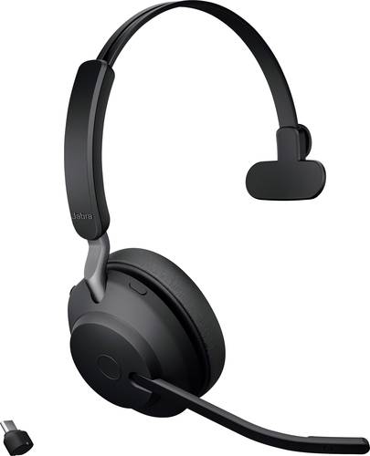 Jabra Evolve2 65 monaural Telefon On Ear Headset Bluetooth® Mono Schwarz Lautstärkeregelung, Batte von Jabra