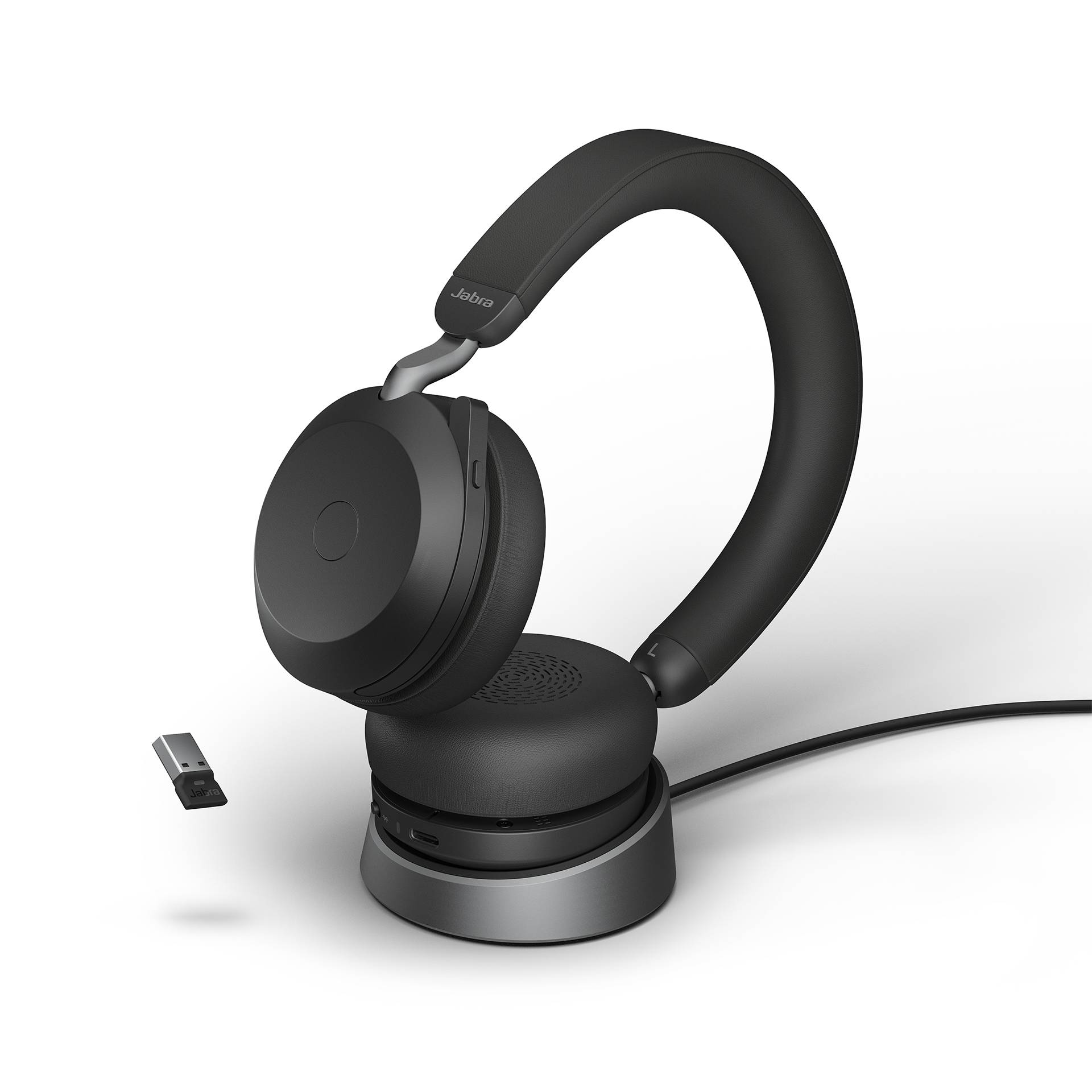 Jabra Evolve2 75 Headset, USB-C Kabellos, Bluetooth, Schwarz, mit Ladestation [UC zertifiziert] von Jabra