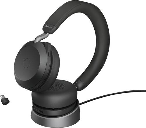 Jabra Evolve2 75 Telefon On Ear Headset kabelgebunden Schwarz Batterieladeanzeige, Mikrofon-Stummsch von Jabra