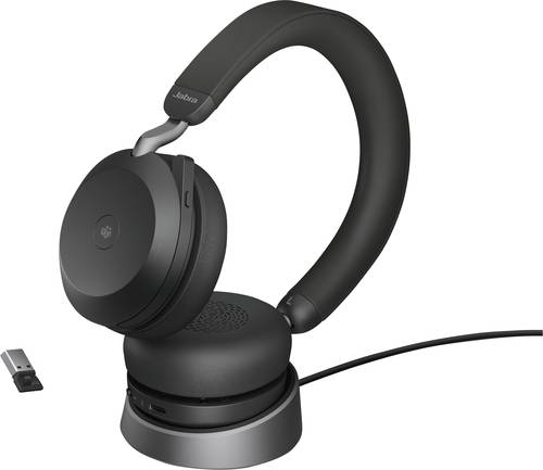 Jabra Evolve2 75 Telefon Over Ear Headset kabelgebunden Schwarz Batterieladeanzeige, Mikrofon-Stumms von Jabra