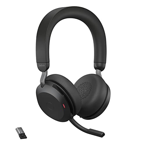 Jabra Evolve2 75 Wireless PC Headset with 8-Microphone Technology - Dual Foam Stereo Headphones with Advanced Active Noise Cancellation, USB-A Bluetooth Adapter and MS Teams-compatibility - Black von Jabra