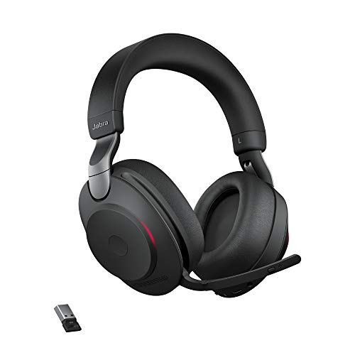 Jabra Evolve2 85 Wireless PC Headset – Noise Cancelling UC Certified Stereo Headphones With Long-Lasting Battery – USB-A Bluetooth Adapter – Black von Jabra