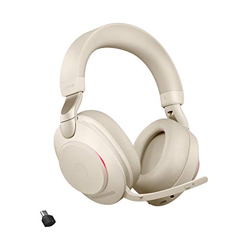 Jabra Evolve2 85 Wireless PC Headset – Noise Cancelling UC Certified Stereo Headphones With Long-Lasting Battery – USB-C Bluetooth Adapter – Beige von Jabra