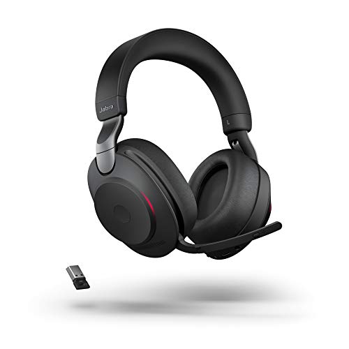 Jabra Evolve2 85 Wireless PC Headset with Charging Stand – Noise Cancelling Microsoft Teams Certified Stereo Headphones With Long-Lasting Battery – USB-A Bluetooth Adapter – Black von Jabra