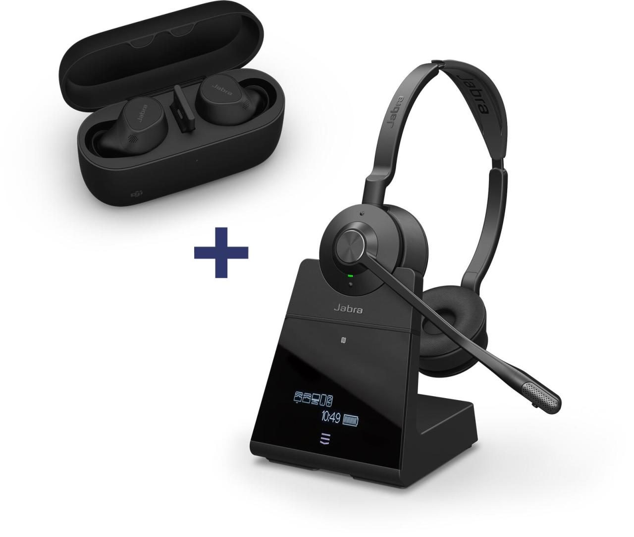 Jabra Evolve2 Buds MS Headset In-Ear + Jabra Engage 75 Stereo Headset On-Ear von Jabra