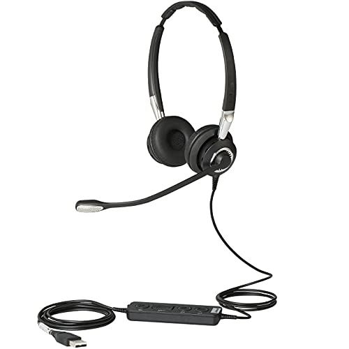 Jabra Q711383 Biz 2400 II Duo USB leistungsfähiges Call-Center-Kabel-Headset für MS Skype for Business, Controller mit programmierbaren Tasten, NC von Jabra