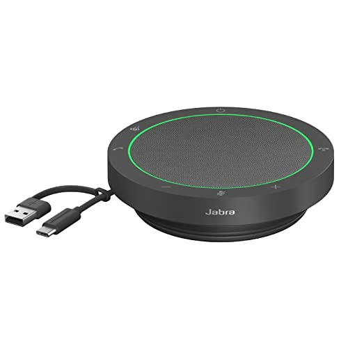 Jabra Speak2 40 tragbare Freisprechlösung, 4 Mikrofone mit Geräuschunterdrückung, 50 mm Breitband-Lautsprecher, Breitband-Audio, mit USB-A und USB-C, für Zoom und Google Meet zertifiziert, Dunkelgrau von Jabra