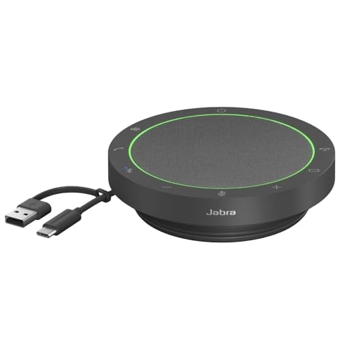 Jabra Speak2 55 Bluetooth-Freisprechlösung, 4 Mikrofone mit Geräuschunterdrückung, 50 mm Breitband-Lautsprecher, Breitband-Audio, kompakt, tragbar - für MS-Teams zertifiziert, Dunkelgrau von Jabra