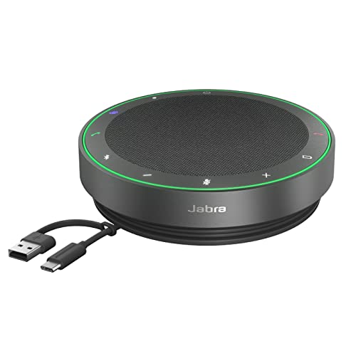 Jabra Speak2 75 schnurlose Bluetooth-Freisprechlösung, 4 Mikrofone mit Geräuschunterdrückung, 65 mm Breitband-Lautsprecher, Super-Breitband-Audio, für MS-Teams Zertifiziert, Dunkelgrau von Jabra