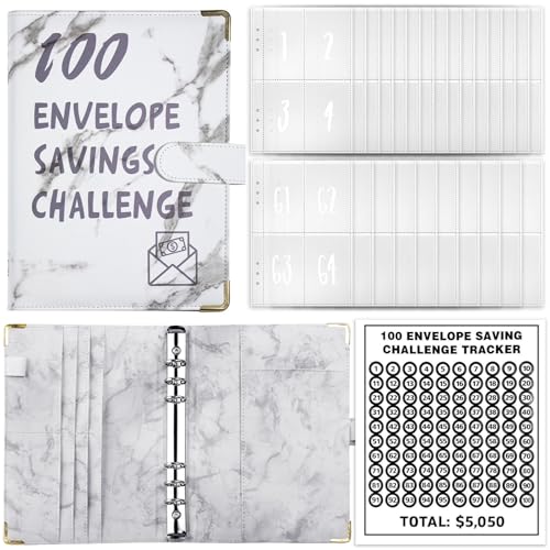 100 Umschlag-Challenge-Ordner | Sparherausforderungsbuch mit Geldumschlägen | Budgetplaner Sparbuch | Budget Binder spart 5.050 Dollar von Jacekee