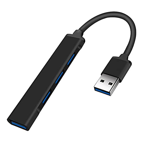 JacobsParts UH3-P USB 3.0 4 Port Hub Splitter Slim & Sleek Aluminium für PC Mac Laptop Desktop (Schwarz) von JacobsParts