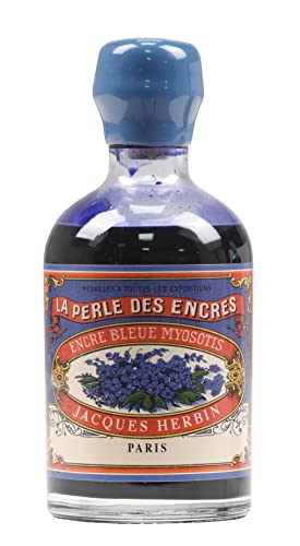 Herbin 11915T - Tintenflakon, 350 Jahre Herbin, 100 ml, ideal für Schreibfeder und Roller, 1 Stück, Blau Vergissmeinnicht von Jacques Herbin