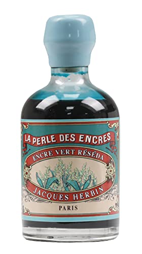 Herbin 11938T - Tintenflakon, 350 Jahre Herbin, 100 ml, ideal für Schreibfeder und Roller, 1 Stück, Resedagrün von Jacques Herbin