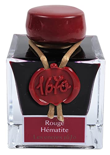 Jacques Herbin 15026JT Jubiläums- Tintenflakon 1670, 50 ml, für Federhalter, Farbintensiv, Rot von J. Herbin