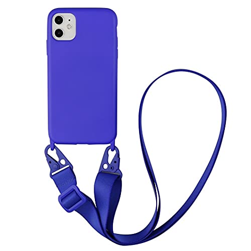 Handykette Handyhülle kompatibel iPhone 11 Pro Max Necklace Hülle Nylon Schultergurt Weich Silikon TPU Cover mit Kordel zum Umhängen Schutzhülle mit Stylische Band Case für iPhone 11 6,5″, Saphir Blau von Jacyren