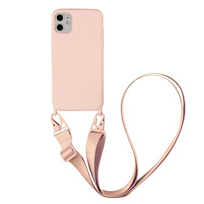 Jacyren Handykette Handyhülle kompatibel mit iPhone XR Necklace Hülle Nylon Schultergurt Weich Silikon TPU Cover mit Kordel zum Umhängen Schutzhülle mit Stylische Band Case für iPhone XR, Rosa von Jacyren