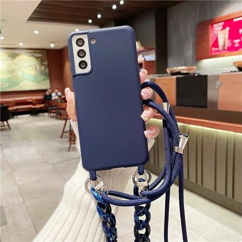 Jacyren Handykette Hülle für Samsung Galaxy Note 20 Ultra Necklace Handyhülle Nylon Schultergurt Liquid Silikon Bumper Cover Abnehmbar Kordel zum Umhängen Handyhülle mit Band Schutzhülle,Blau von Jacyren