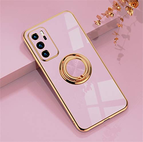 Jacyren Hülle Huawei P30 Pro Handyhülle Huawei P30 Pro Schutzhülle,Ultradünnes Silikon Schale Casemagnetische KFZ Halterung 360-Grad Finger-Halter Anti Fall Cover. (Huawei P30 Pro, Fuchsie) von Jacyren