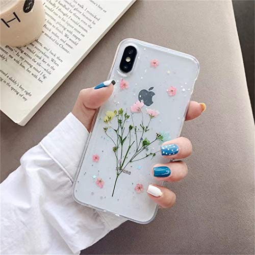 Jacyren Hülle Kompatibel iPhone 7, Hülle iPhone 8 Ultra Dünn Silikon Cover Transparent TPU Gel Handyhülle, Stoßfest Anti-Kratz Mode Chic Getrocknete Blumen Bumper Tasche Schutzhülle Case für iPhone 7 von Jacyren