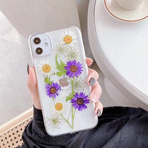 Jacyren Hülle Kompatibel iPhone 7, Hülle iPhone 8 Ultra Dünn Silikon Cover Transparent TPU Gel Handyhülle, Stoßfest Anti-Kratz Mode Chic Getrocknete Blumen Bumper Tasche Schutzhülle Case für iPhone 7 von Jacyren