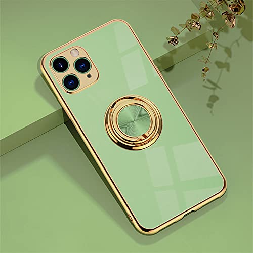 Jacyren Hülle kompatibel mit iPhone 13 Pro Max Handyhülle, iPhone 13 Pro Max Schutzhülle mit Ring Case Silikon Bumper Stoßfest Ring Ständer Fingerhalter Magnetische Autohalterung Cover, Matcha Grün von Jacyren