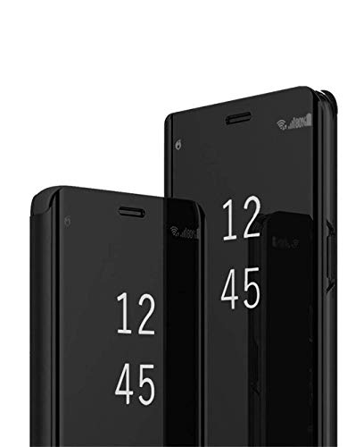 Jacyren Kompatibel mit Samsung Galaxy M51 Hülle, Leder Hülle Flip Case Galaxy M51 Spiegel Handyhülle Schutzhülle 360°PC Transluzent View Miroir Stoßfest Cover Ständer Funktion Tasche M51 (Schwarz) von Jacyren