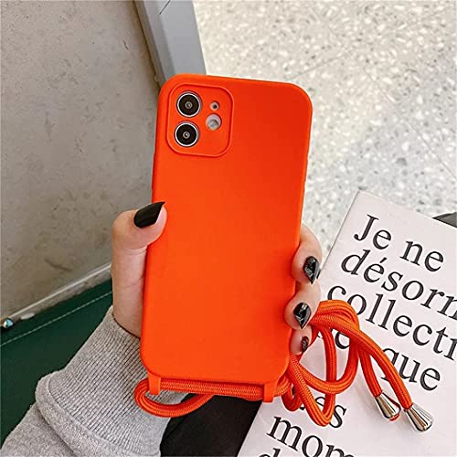 Jacyren für iPhone 15 Pro Max Handykette Hülle, Necklace Handyhülle Ultra dünn Liquid Silikon Hülle mit Kordel zum Umhängen Handyhülle mit Band Schutzhülle für iPhone 15 Pro Max,Orange von Jacyren