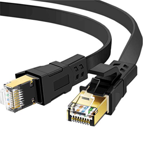 Cat8 Ethernet-Kabel, für den Innen- und Außenbereich, 9,2 m, robustes High-Speed-Cat-8-LAN-Netzwerkkabel, 40 Gbit/s, 2000 MHz, RJ45, flaches Internet-Computer-Patchkabel, wetterfest, S/FTP, von Jadaol