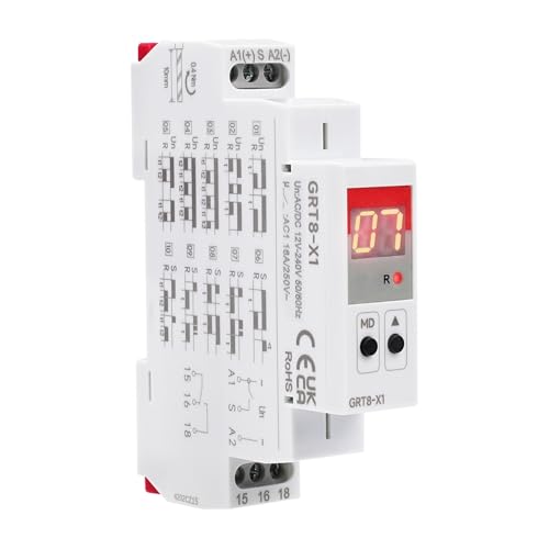 Jadeshay Verzögerungszeitrelais, GRT8-X1 Multifunktions Zeitrelais Digitalanzeige Verzögerungszeitrelais mit 20 Funktionen, AC/DC 12V-240V((AC/DC 12V-240V)) von Jadeshay