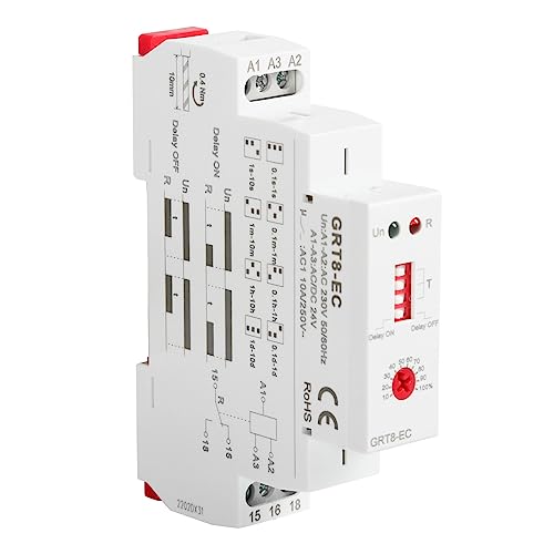 Jadeshay Zeitrelais, Verzögerungszeitrelais GRT8-EC Einzelfunktions-Zeitrelais, Einschaltverzögerung oder Ausschaltverzögerungsrelais DIN-Schiene Zeitrelais, AC220V/DC24V von Jadeshay