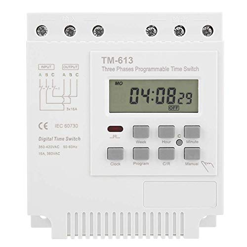 Jadeshay Zeitschaltuhr Hutschiene, 380V Programmierbares Zeitrelais, Wöchentliche Digitale Zeitschaltuhr TM-163 Dreiphasen Relais von Jadeshay