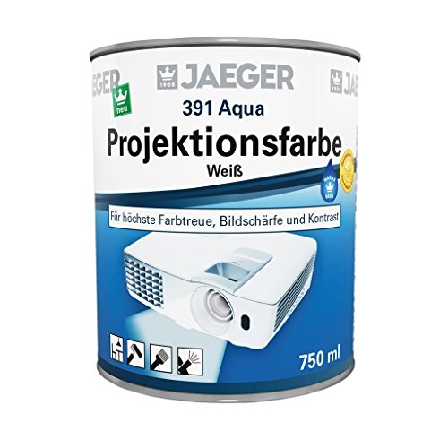 Jaeger Aqua Projektionsfarbe Leinwandfarbe weiss, wasserverdünnbar (750 ml, weiss tuffmatt (ca. RAL 9016)) von Jaeger