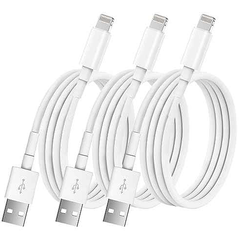 Jahomwire 3M iPhone Ladekabel[MFi Zertifiziert] 3 Pack 3M iPhone Schnellladekabel USB A auf Lightning Kabel Kompatibilität iPhone 14 13 Pro Max/Plus/12/11/SE/XS/XR/X/8/7/6S/6/SE,iPad von Jahomwire