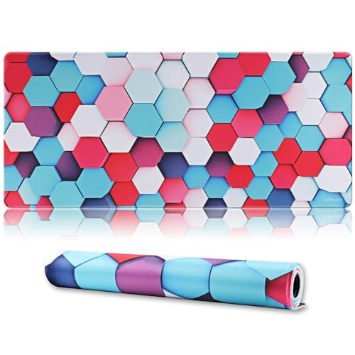 Jahosin Großes Gaming-Mauspad mit genähten Kanten, erweitertes Mauspad mit rutschfester Unterseite aus Naturkautschuk für Gamer, Desktop, Büro, Zuhause, 90 x 40 cm, (90x40 Geometry) von Jahosin