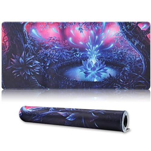 Jahosin Großes Gaming-Mauspad mit genähten Kanten, erweitertes Mauspad mit rutschfester Unterseite aus Naturkautschuk für Gamer, Desktop, Büro, Zuhause, 90 x 40 cm, Forestapond Jahosin Großes Gaming-Mauspad mit genähten Kanten, erweitertes Mauspad mit rutschfester Unterseite aus Naturkautschuk für Gamer, Desktop, Büro, Zuhause, 90 x 40 cm, Forestapond von Jahosin